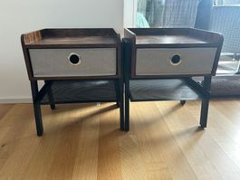 2er Set Nachttischli mit Schublade, dunkelbraun, 40x30x50cm