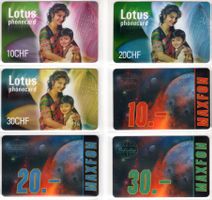 Lotus / MAXFON - 2 seltene Prepaid Telefonkarten Serien