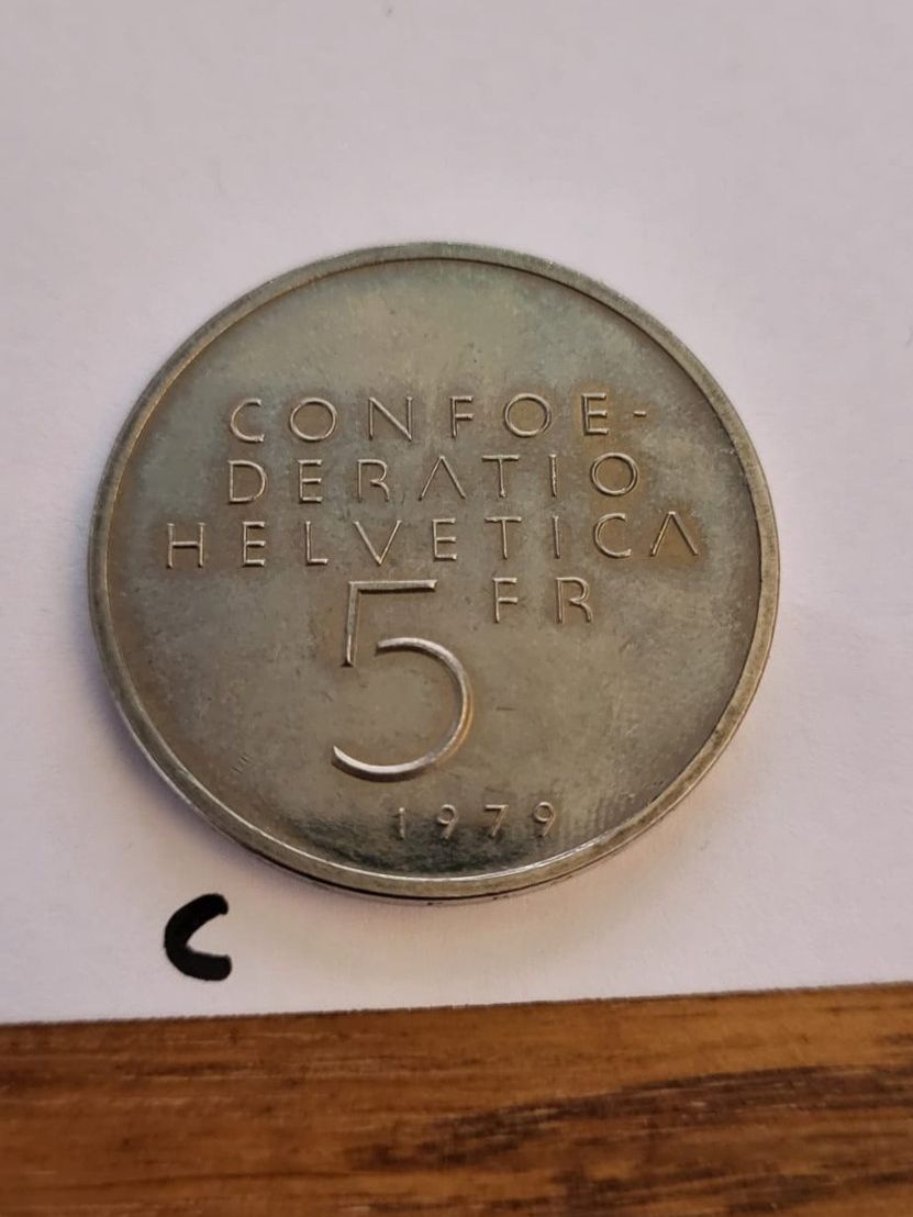 Tutti le monete: 5chf commémorative 1979 - Albert Einstein – Usato da Genève venduto da Naheu