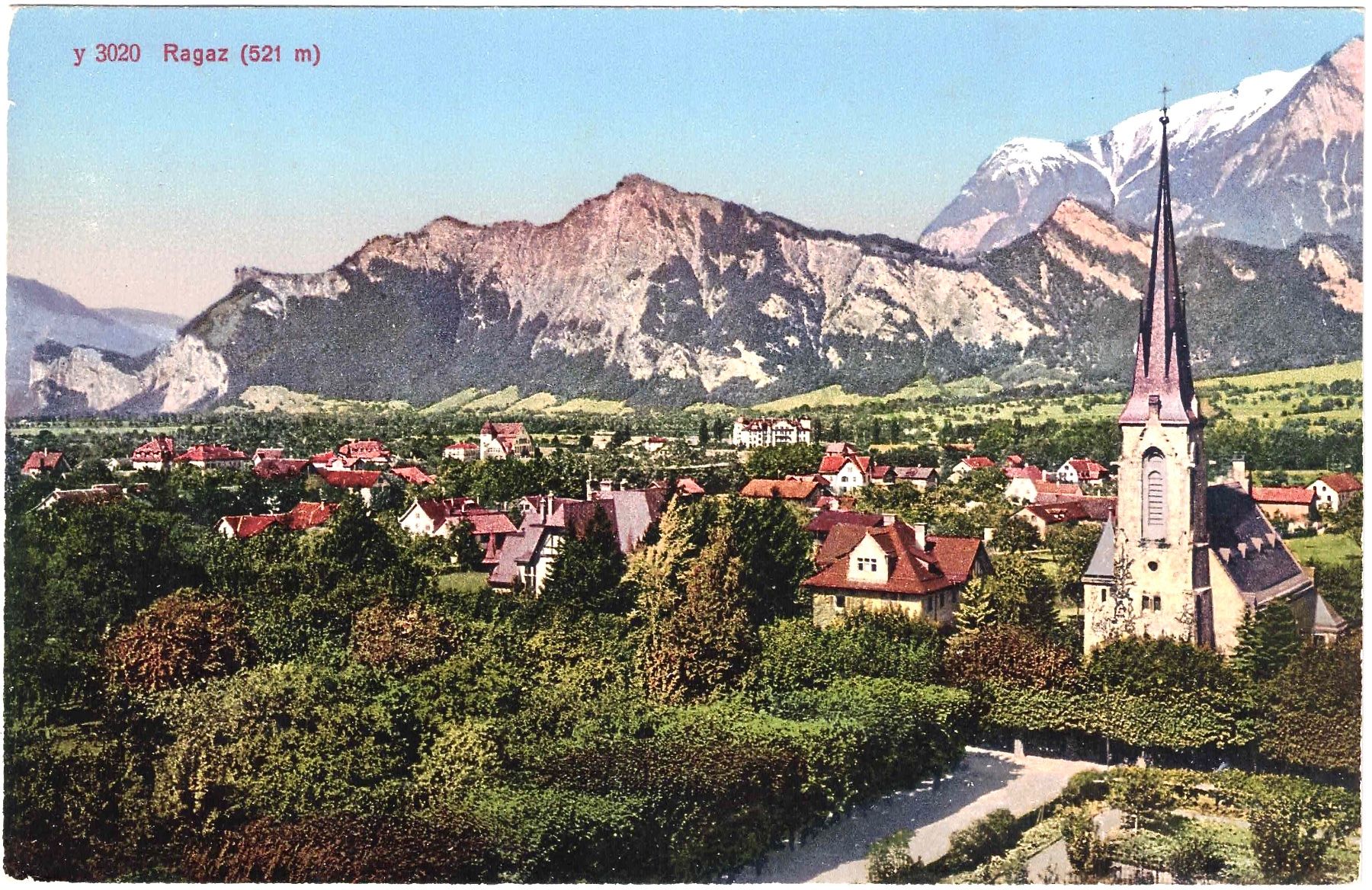 Cartoline postali: RAGAZ - Generalansicht ca. 1915 (SG) – Usato da Oberdorf BL venduto da Hopfehuepfer