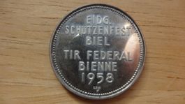 médaille Tir Fédéral Bienne 1958 Argent Rare!