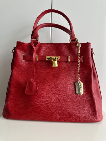 TOP🇮🇹 Leder made in Italy Bag in Birkin Style red/gold