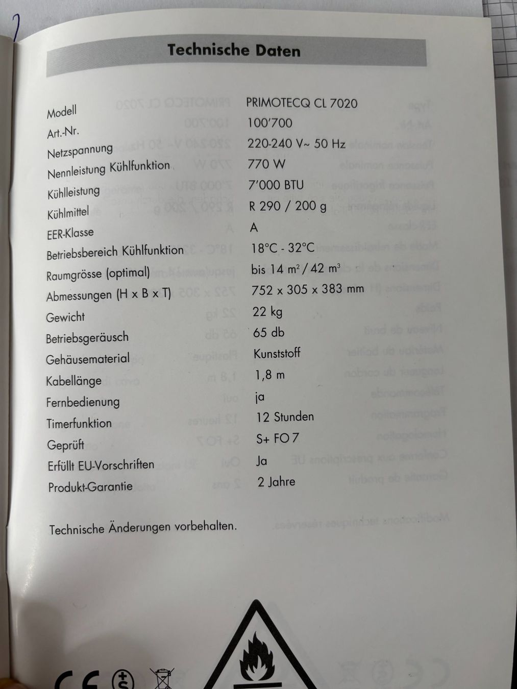 Primotecq Klimageräte: Klimagerät Fust CL 7020 – Gebraucht aus Ebikon von Vientos 1