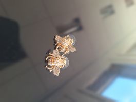 Ohrstecker Biene goldfarben mit Perlen gebraucht