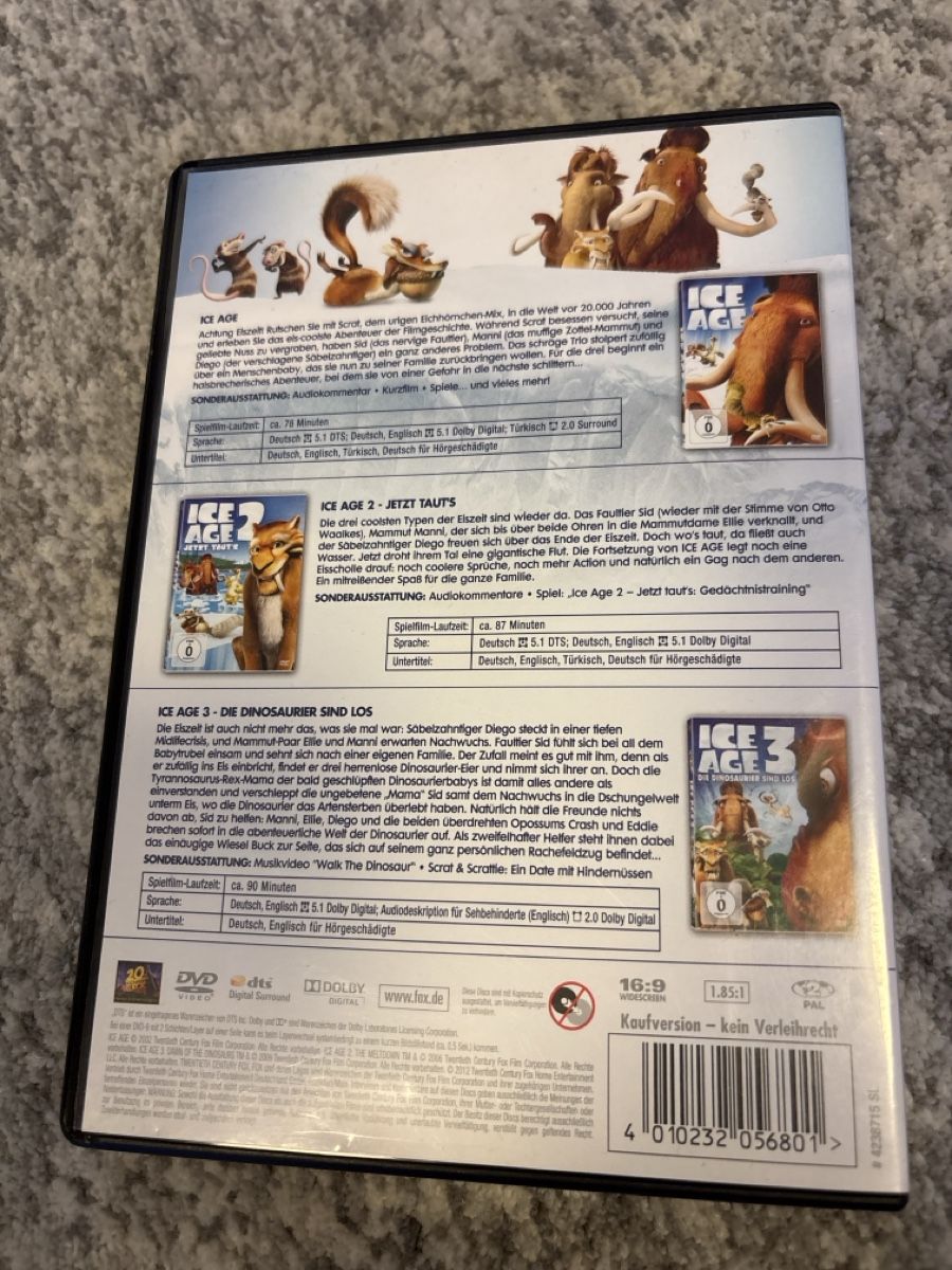 Tutti i DVDs: DVD's: Ice Age 1,2 & 3 – Usato da Rain venduto da Denbie 1