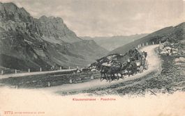 Unterschächen (UR) Klausenpass Postkutsche