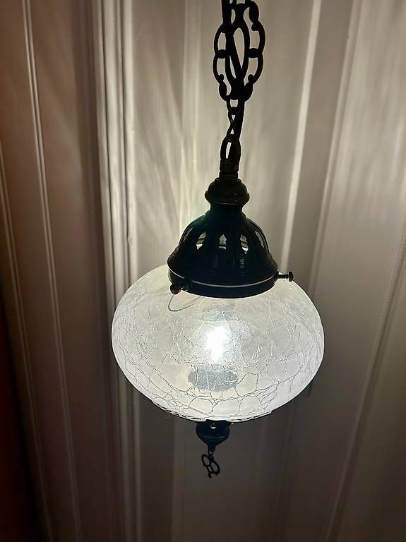 Lampadari & plafoniere: Orientalische Hängelampe mit "Crakle Glas" / antik Messing – Usato da St. Gallen venduto da matasurf 2