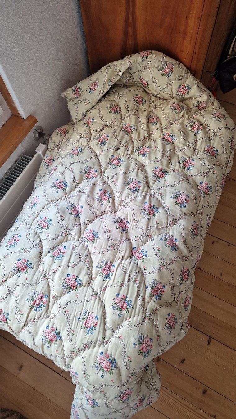 Coperte: Alte Steppdecke floral gemustert einfarbig cremefarben – Usato da Flawil venduto da neulinchen 3