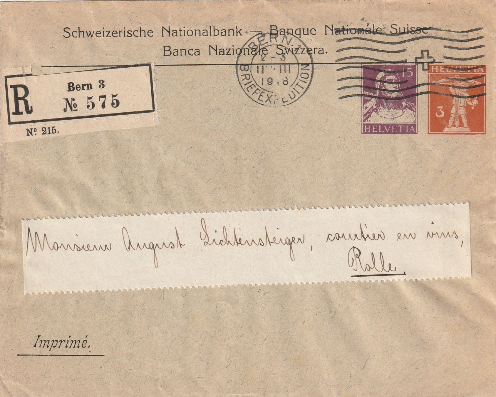 Alle Briefmarken: 3 Rp. und 15 Rp. GS-Brief – Gebraucht aus Rorschacherberg von fratovi2