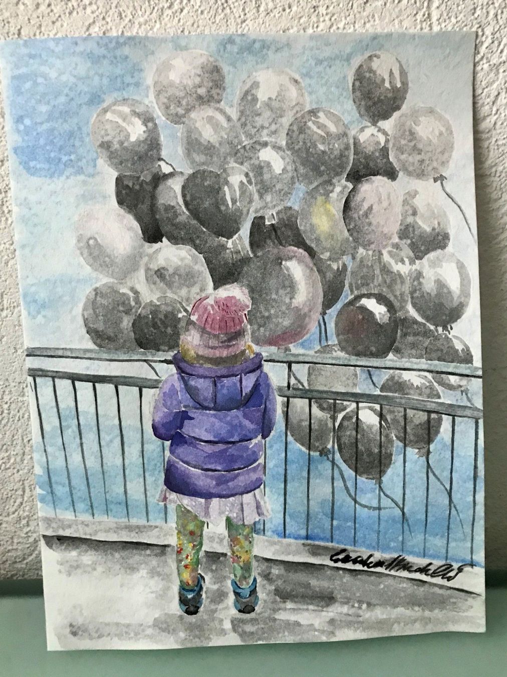 Gemälde: Gemälde „Mädchen und Luftballons"-sig. – Neu (gemäss Beschreibung) aus Laufen von flowerfan 2