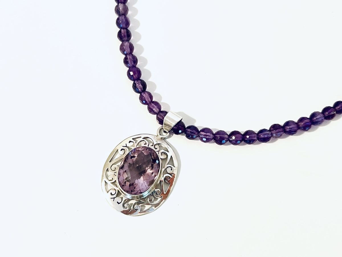 Catenine: Amethyst Pendant Necklace - Sterling Silver – Nuovo e nell'imballaggio originale da Rüschlikon venduto da ThereseJewelryDesign 3