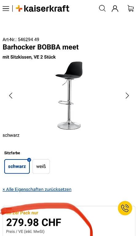 Hocker: 2 Stk. neue Barhocker in schwarz – Neu (gemäss Beschreibung) aus Necker von liq24 1