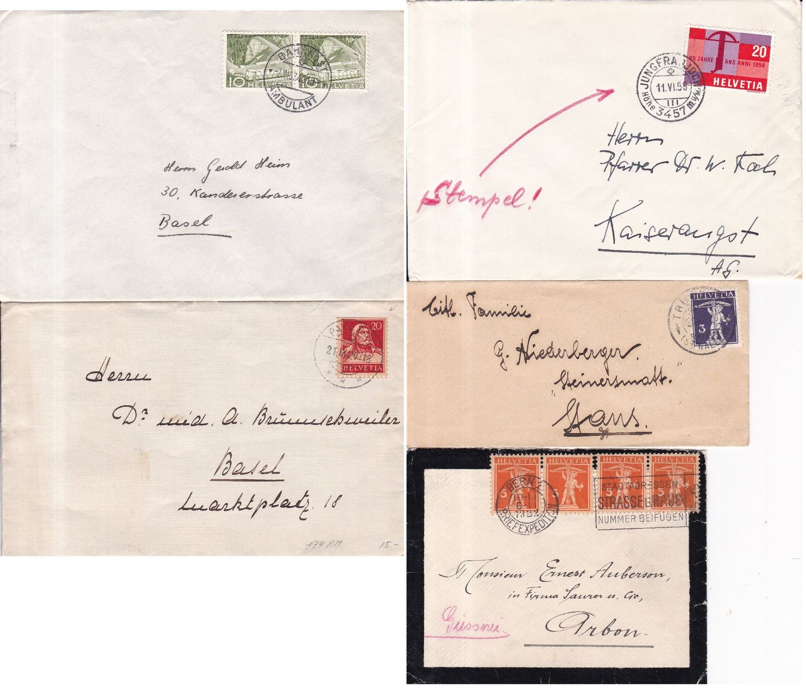 Tutti i francobolli: 42 Stk. Alte CH Briefe, FDCs, Belege – Usato da Münchwilen AG venduto da Nesar 9