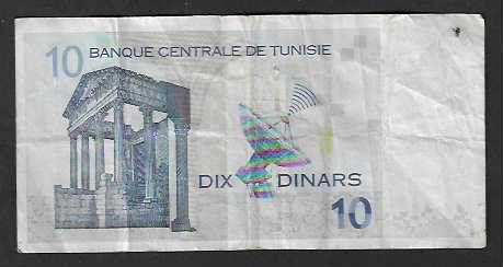 Banconote: Tunisie  10  Dinars  2005  Gebraucht – Usato da Gordola venduto da coinsandnotes 1
