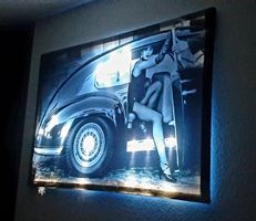 LED Kunstbild Sexy Classic Car woman XL