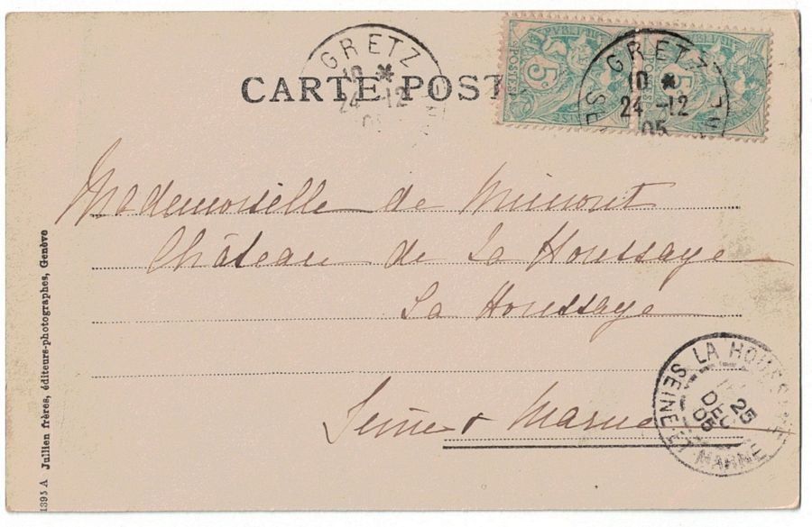 Cartoline postali: Sortie de la Messe, église enneigée, circulée 1905 – Usato da Frauenfeld venduto da POML 1