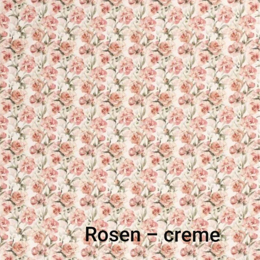 Tessuti: Baumwolljersey gefüllte Rosen creme – Nuovo e nell'imballaggio originale da Steg im Tösstal venduto da J.Kreisl 1