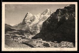Mürren, Ortsansicht mit Eiger und Mönc