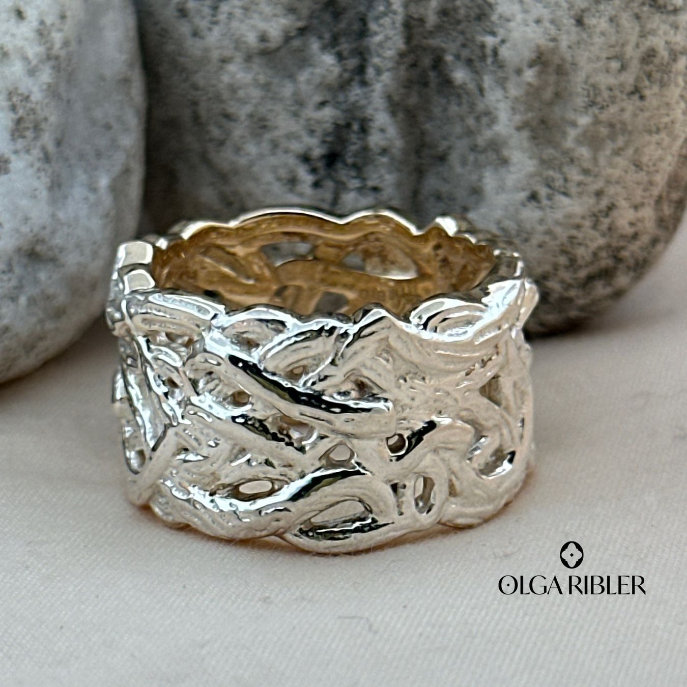 Olga Ribler Anelli: Statement Silber Ring 925 bicolor Grösse 58 – Nuovo (secondo la descrizione) da Luzern venduto da Schmuckoutlet