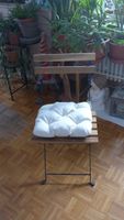 Gartensessel Klappstuhl Holz Metall + Kissen Weiss