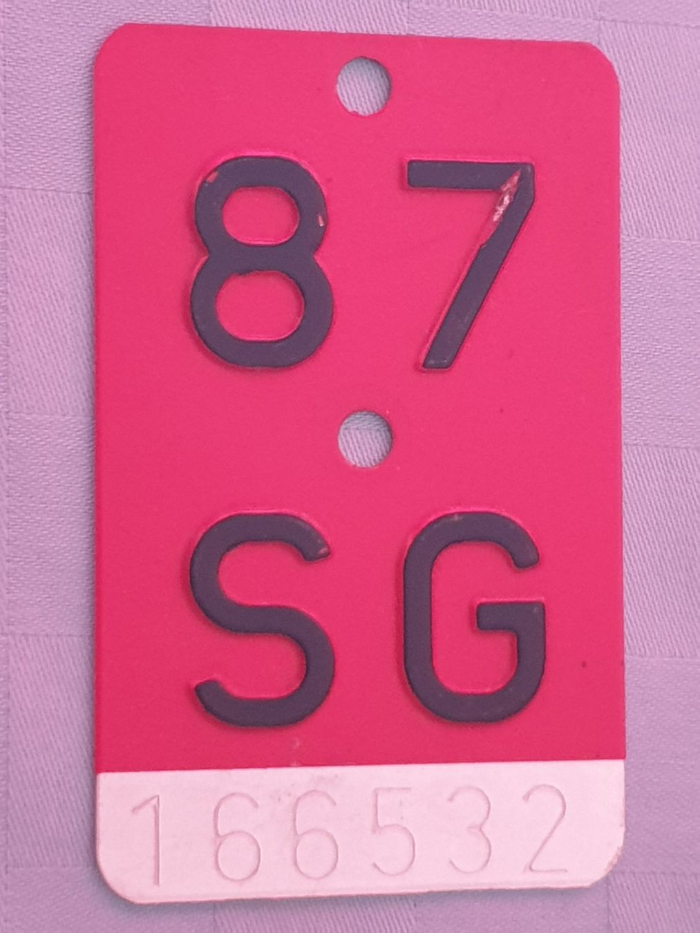 Insegne: Velonummer SG 87 – Usato da Mörschwil venduto da spirspi
