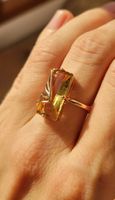 Bague Cocktail vintage en Plaque Or T52