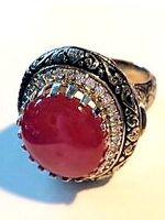 Edler Ring mit Rubin & Zirkonia, Gr. 58, Silberschmuck