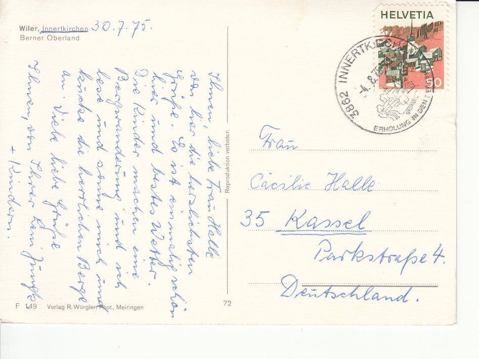 Cartoline postali: Wiler 1975 – Usato da Bürglen TG venduto da StampGraf 1