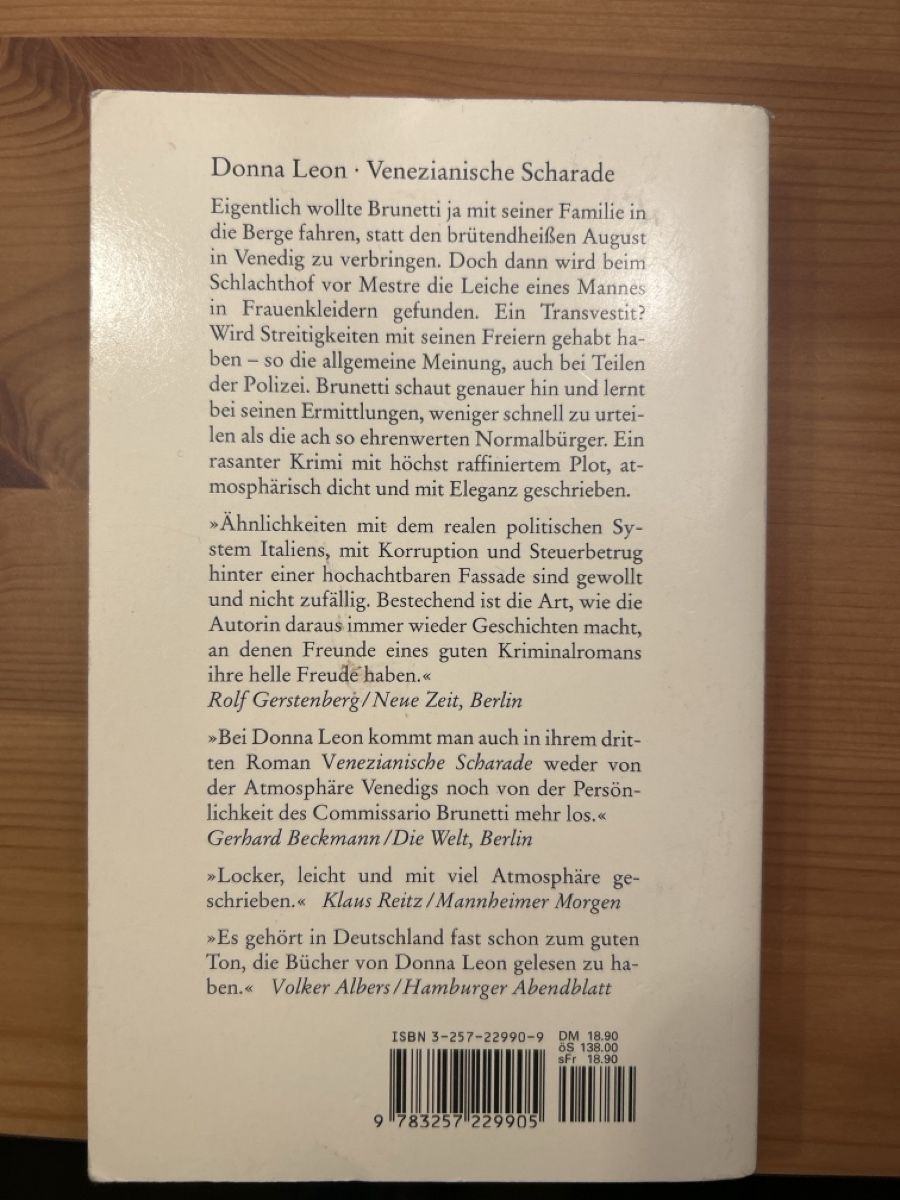 Libri: Venezianische Scharade, Donna Leon – Usato da Amden venduto da Arven-Schmuck 1