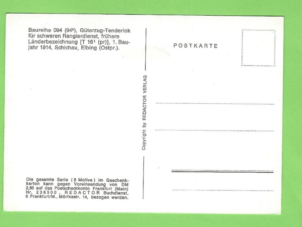 Cartoline postali: Dampflok  Güterzuglok-Tenderlok – Usato da Zürich venduto da t24_de 1