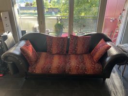 2x Canapé Pfister  3 places – cuir et tissu