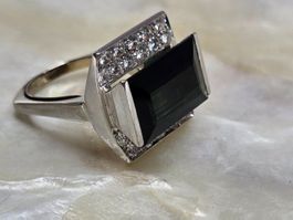 Ring Turmalin 8,3 Karat ,22 Brillanten,750  Weissgold