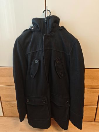 WE Fashion Herren Winterjacke / Wolljacke Schwarz – Gr. L