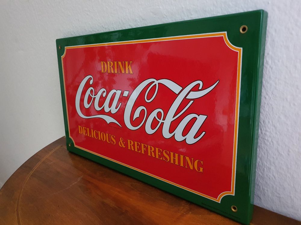 Grosses Emailschild Coca Cola Emaille Schild Reklame Vintage | Acheter ...