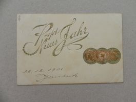 Karte mit Aufdruck 3 Gold - vreneli 1900 Münzen " Gold " 100