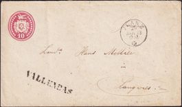 1873: 10 Rp. Tübli Ganzsache, Stabstempel VALLENDAS (GR)