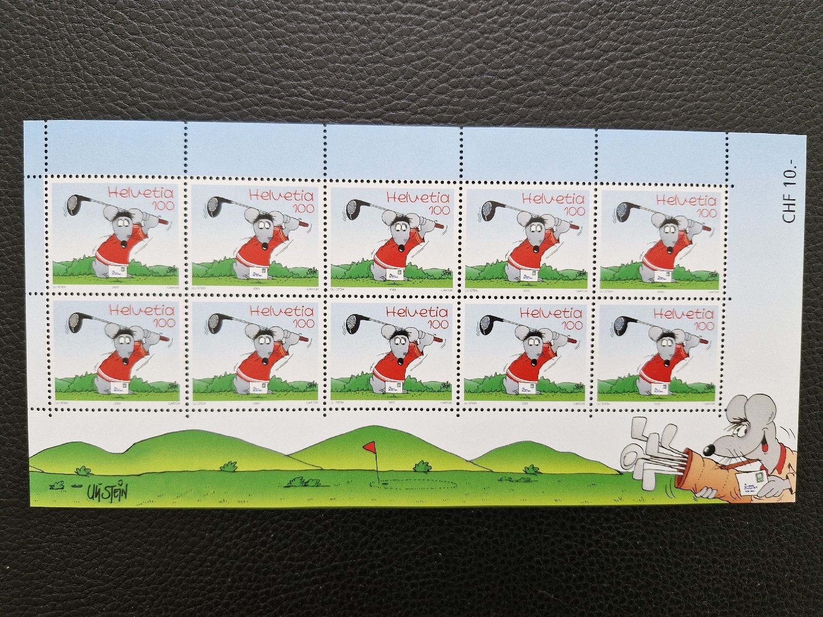 Tutti i francobolli: Briefmarkenbogen Uli Stein Golf , Top Zustand, postfrisch – Nuovo (secondo la descrizione) da Frauenfeld venduto da Kasico