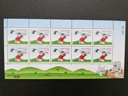 Briefmarkenbogen Uli Stein Golf , Top Zustand, postfrisch
