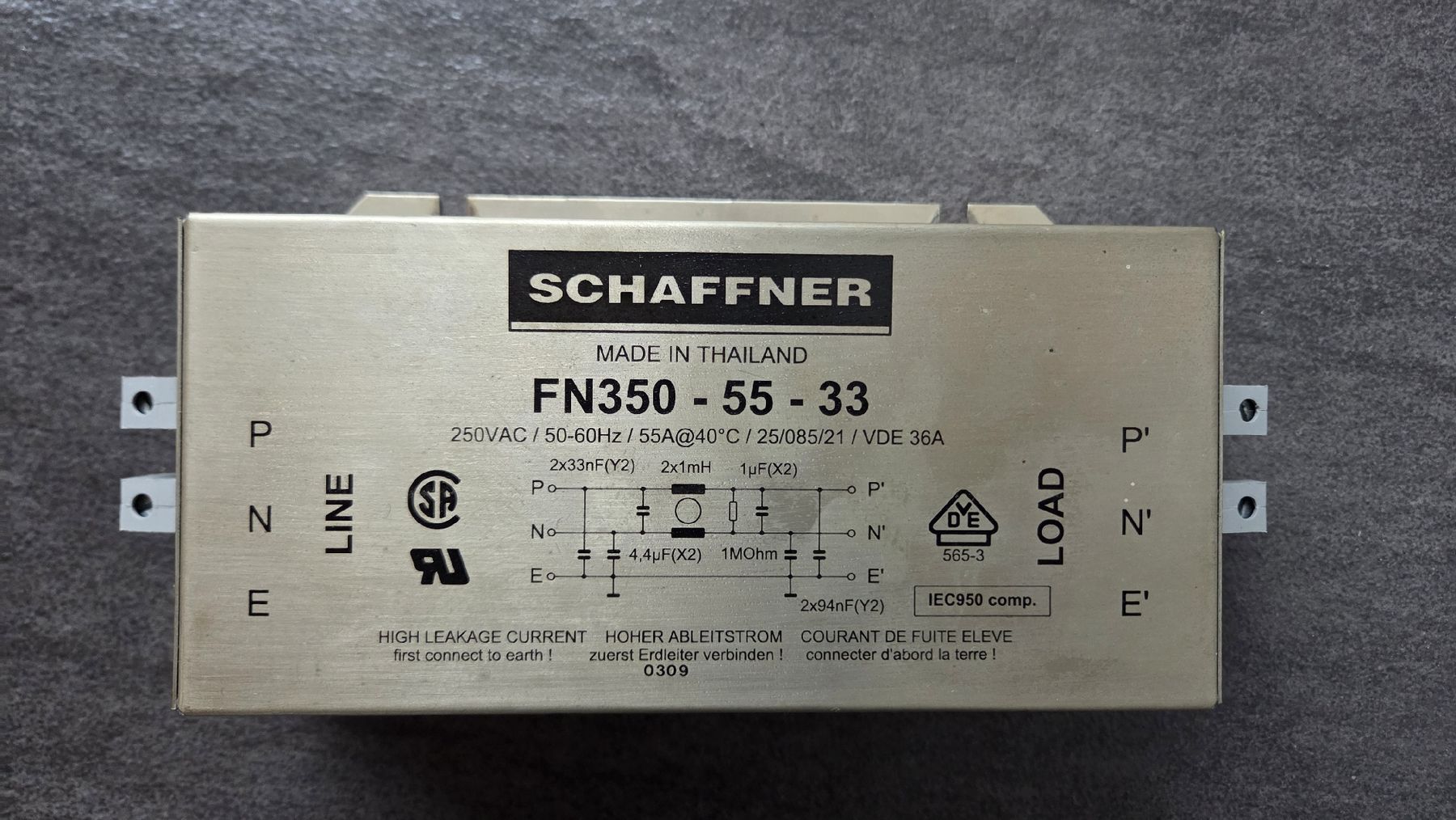 Schaffner Altro Materiale elettrico: Schaffner FN350-55-33 Netzfilter – Usato da Morgarten venduto da Buemi0 1