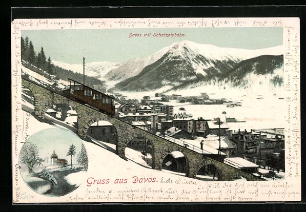 Cartes postales: Davos, Bergbahn Schatzalpbahn im Winter – D'occasion à Berlin par bartko-reher