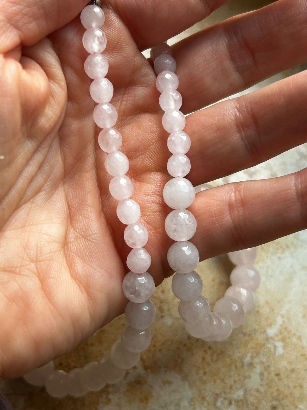 Catenine: Rosenquarz Kette, facettierte Perlen – Usato da Laufen venduto da Bellebellezza 3