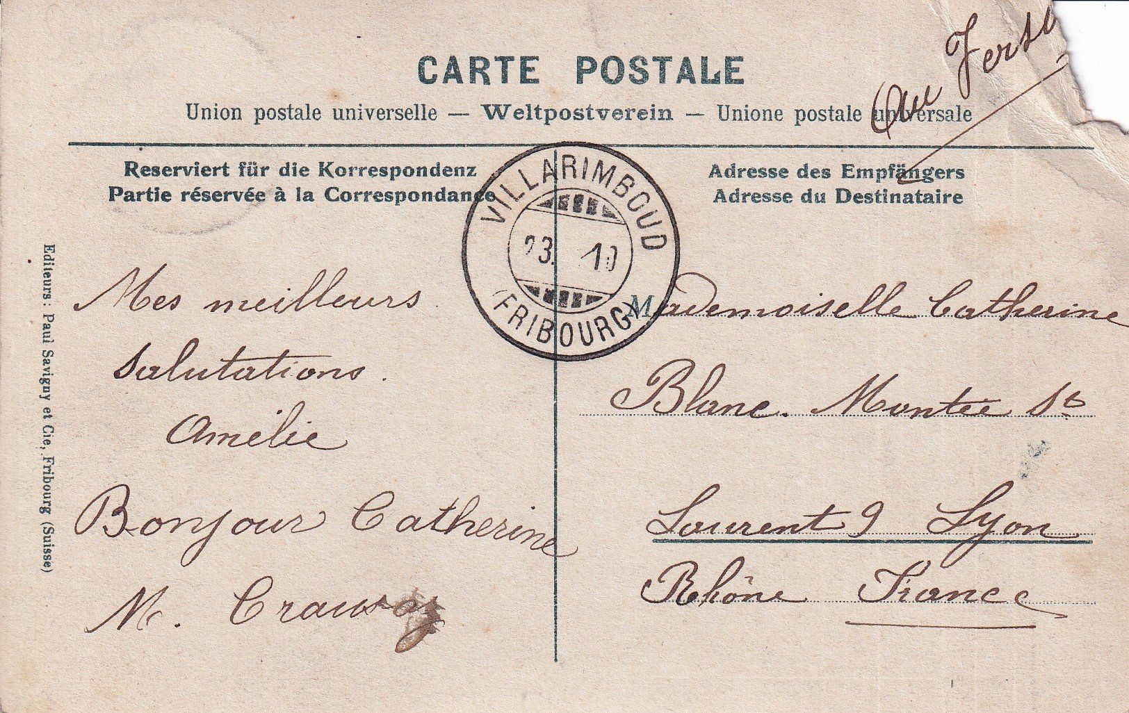 Ansichtskarten: Chenens   FR  -    Buffet et Gare      en 1910 – Gebraucht aus Brig von Valcards54 1