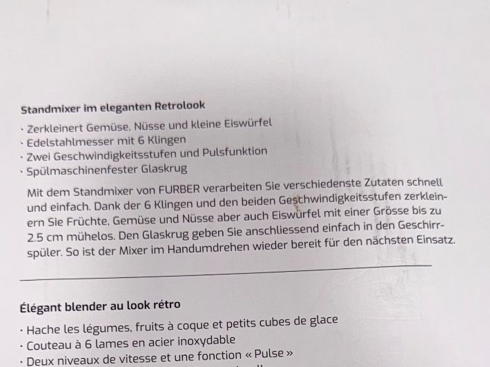 Elettrodomestici da cucina: Standmixer FURBER 1.5 L neu – Nuovo e nell'imballaggio originale da Seewen SZ venduto da web_ 1