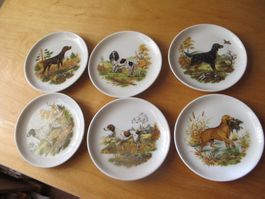6 kleine Teller Untersetzer Jagdhunde Vintage Bavaria