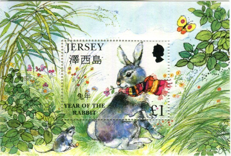 Alle Briefmarken: Block "Jahr des Hasen". Jersey. – Neu und originalverpackt aus Basel von Butsch5