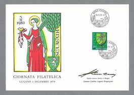 1979, LUGANO, GIORNATA FILATELICA, KARTE + 20 RP J + CAMBIN