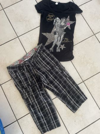 Blackout Capri Shorts und T-Shirt Tally Weijl Gr. S