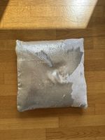 Wende Pailletten Kissen Silber/Weiss