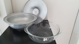 Rarität: Pyrex Glasschale 24cm + Alu Servierbehälter(USA)