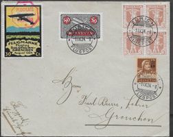 1924 Brief Flugtag Grenchen Flug ZH-GENF Vignette TOP ab 1.-